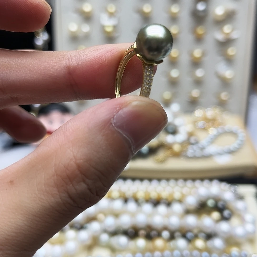 戒指海水珍珠银S925镶嵌