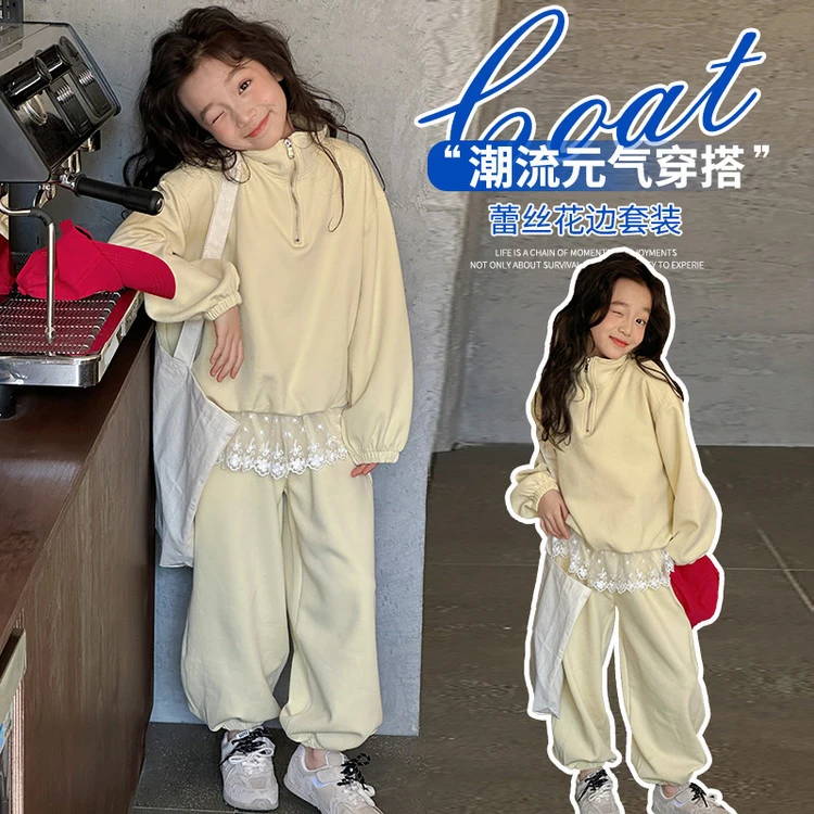 女童春装套装2025新款洋气时髦儿童卫衣两件套春秋季女大童装衣服