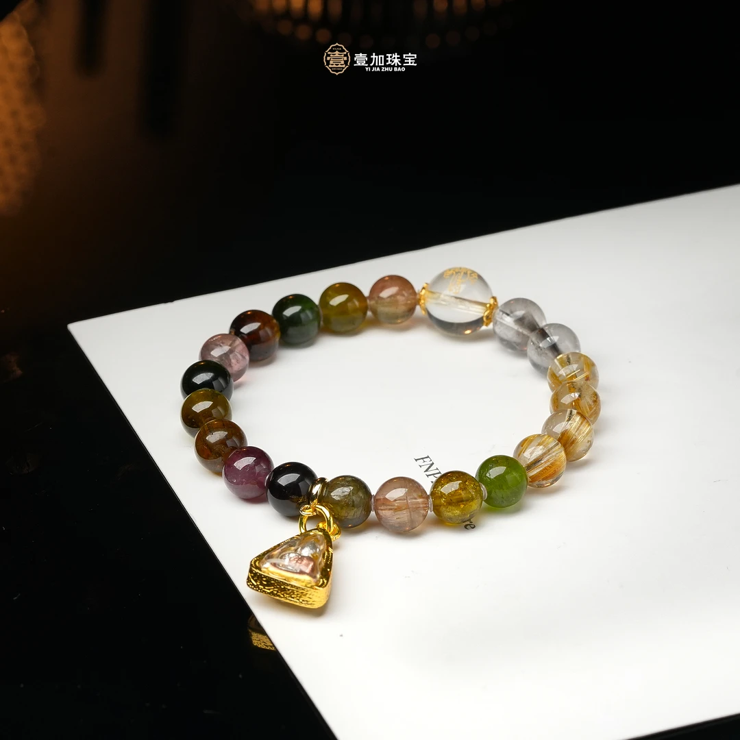 壹加田田|手工设计幸运星南帕亚水晶多宝手串多样性发一8276N