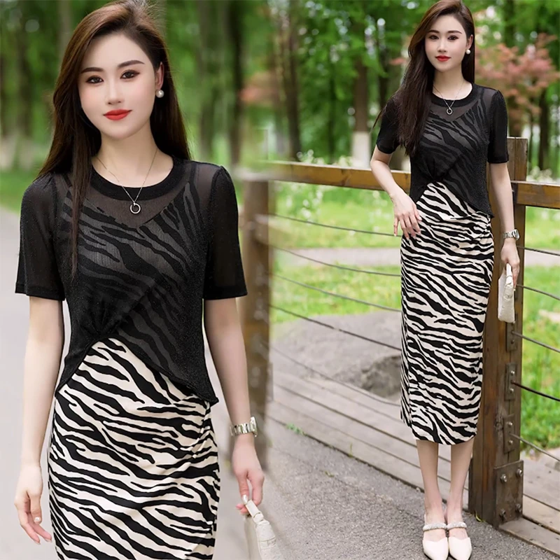 黑色短袖t恤女夏外搭宽松微透纯色吊带裙罩衫银线亮丝网纱上衣薄