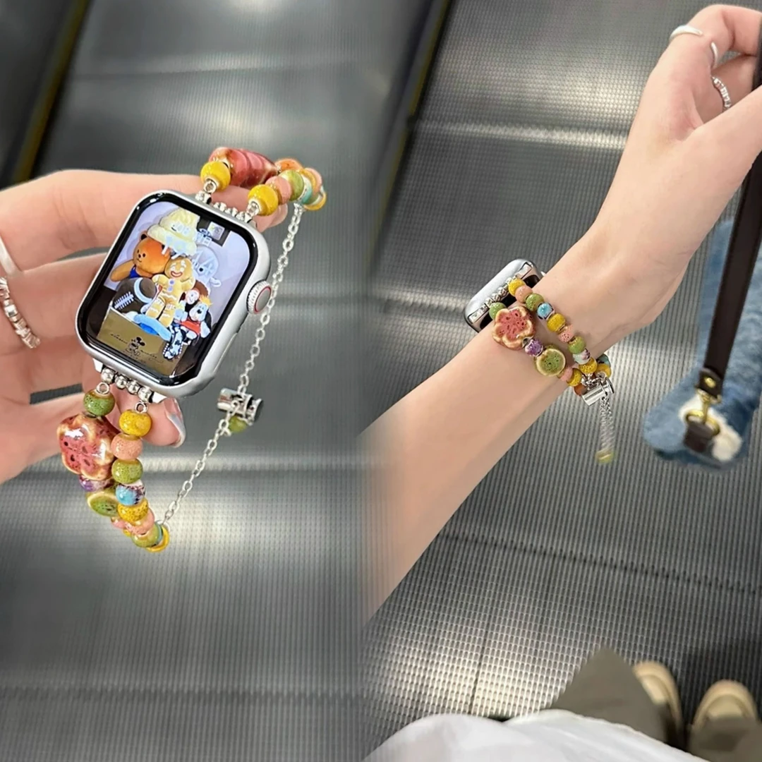 适用华为fit4表带陶瓷花朵watch fit 3腕带华为手表fit2手链条1夏