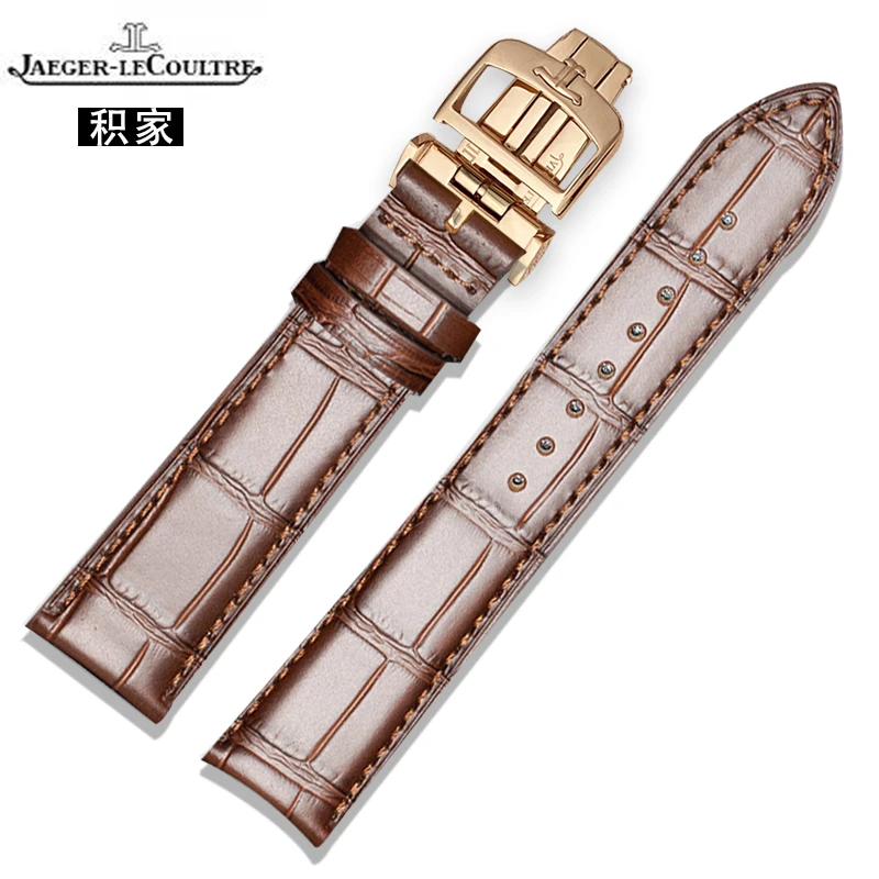积家原装真皮表带适配月相大师真皮表带蝴蝶扣表带约会鳄鱼皮表带