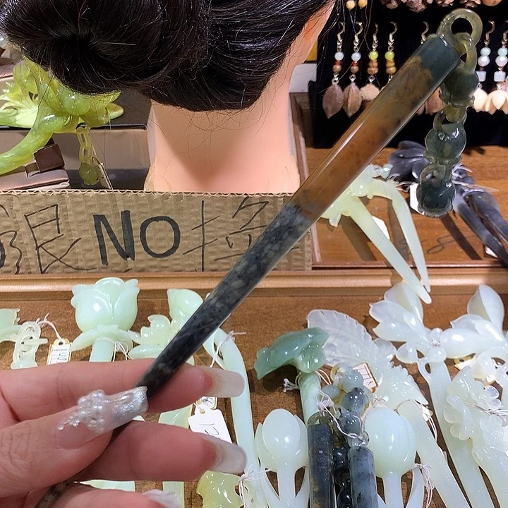 蛇纹石玉合金发饰