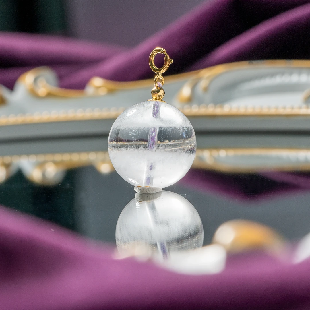 【韵洁珠宝】18K金白幽灵圆珠吊坠18mm+-/Z0432/多样性发一件