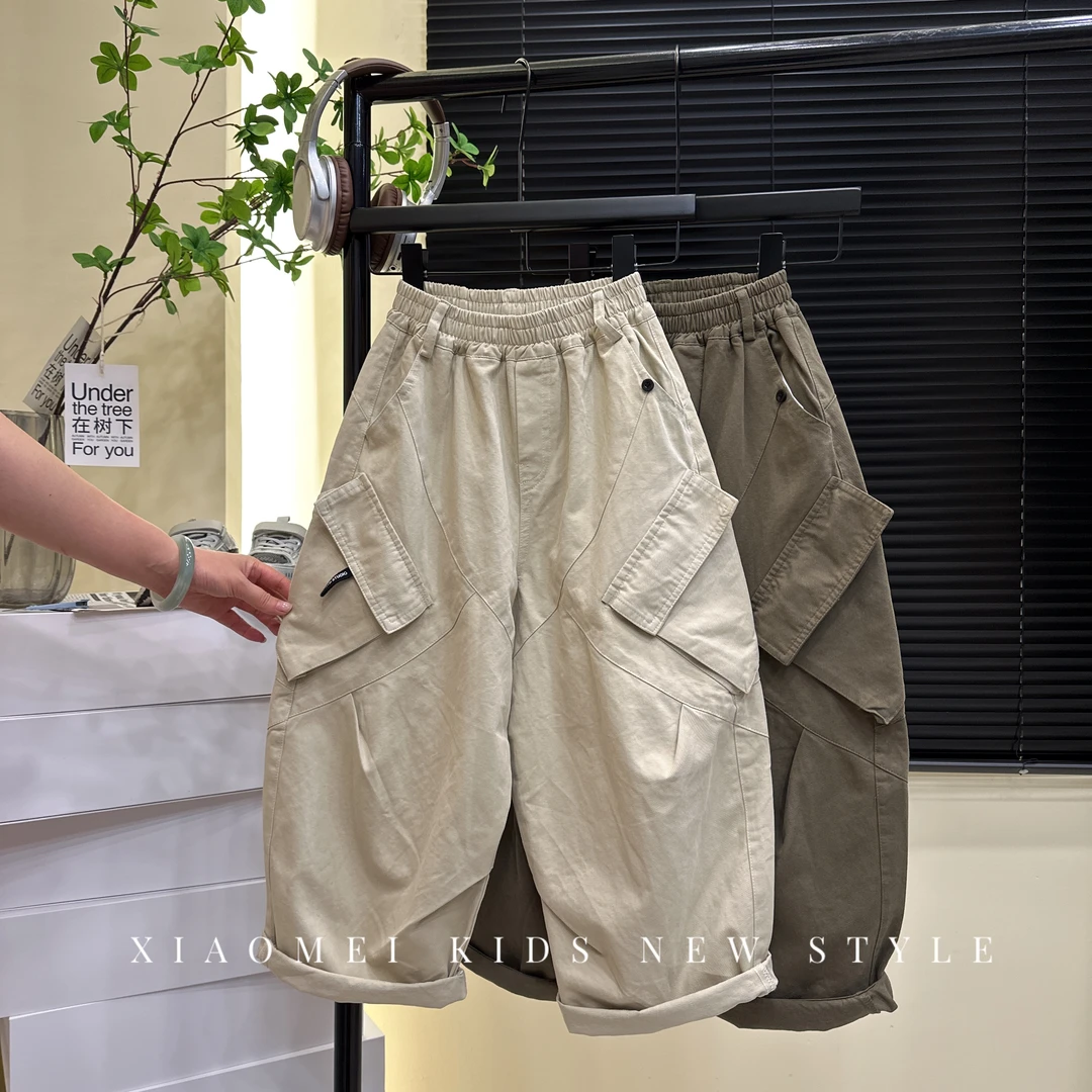 儿童阔腿裤2025秋季新款韩版男童女童直筒休闲裤中大童宽松工装裤