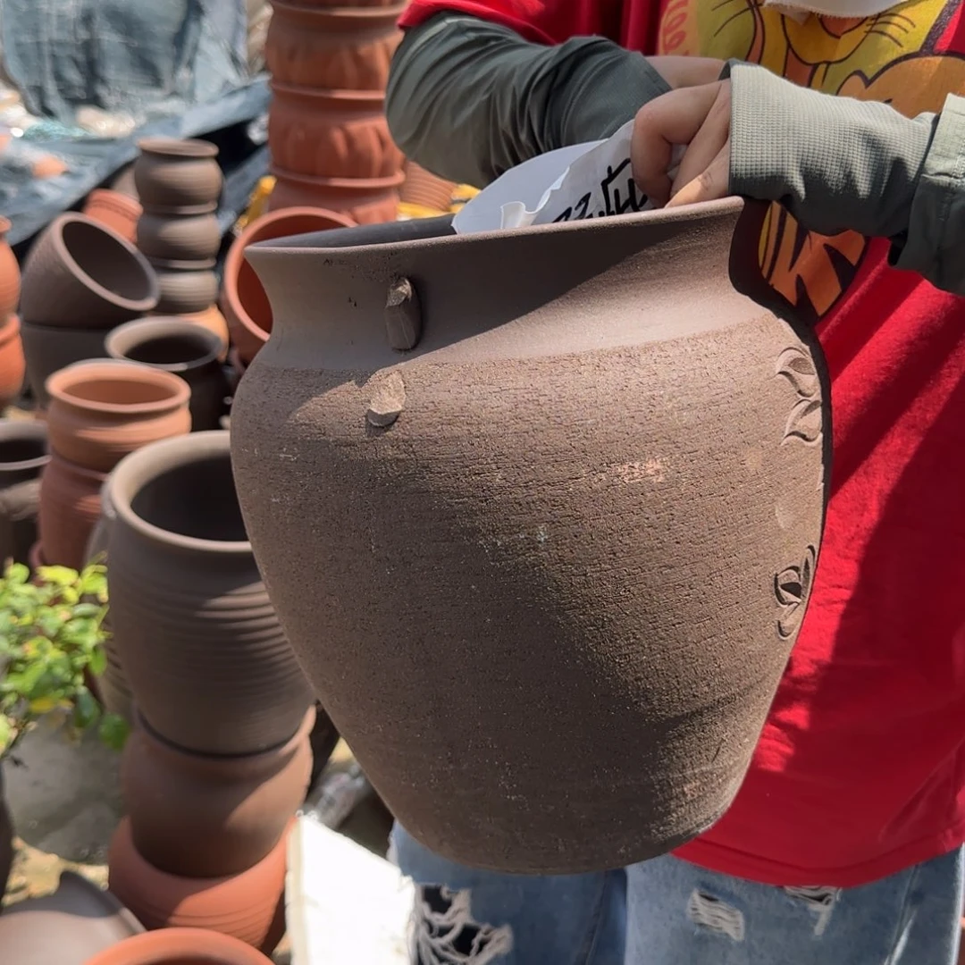 紫砂花盆口25高30宜兴紫砂瑕疵掉耳朵火裂