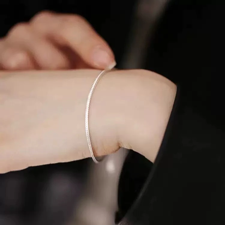 铜合金手链 25983 镶嵌花苞非石手链 银色底