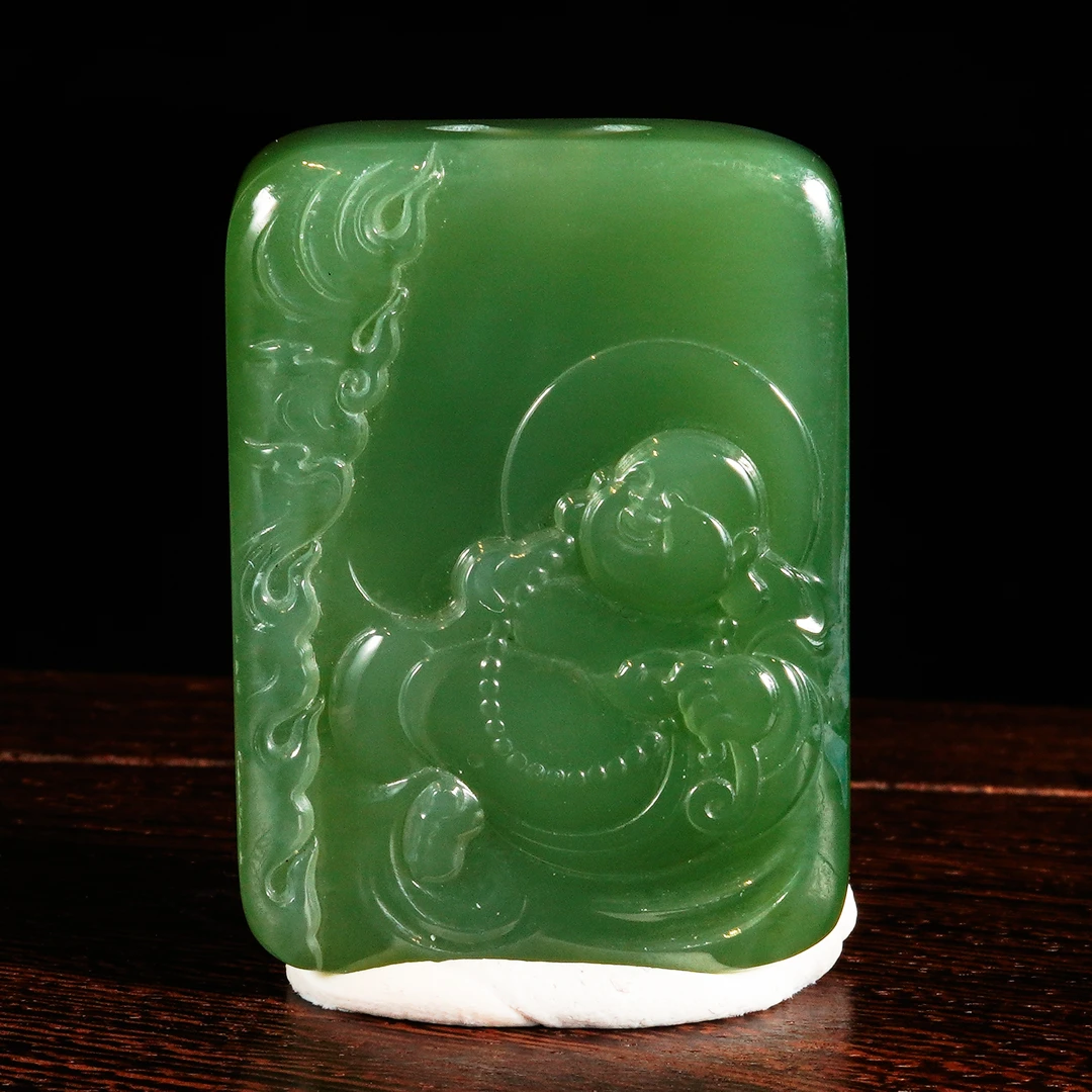 LOT.036和田碧玉弥勒佛牌X1442