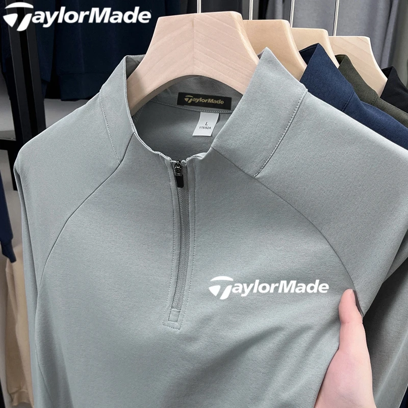 Taylormade泰勒梅高尔夫男装户外上衣春秋立领男长袖打底弹力运动