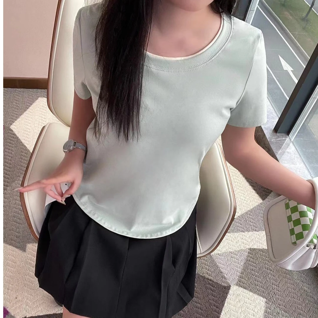 胖MM浩元 51现货大码夏季显瘦宽松百搭拼接气质小众设计感T恤