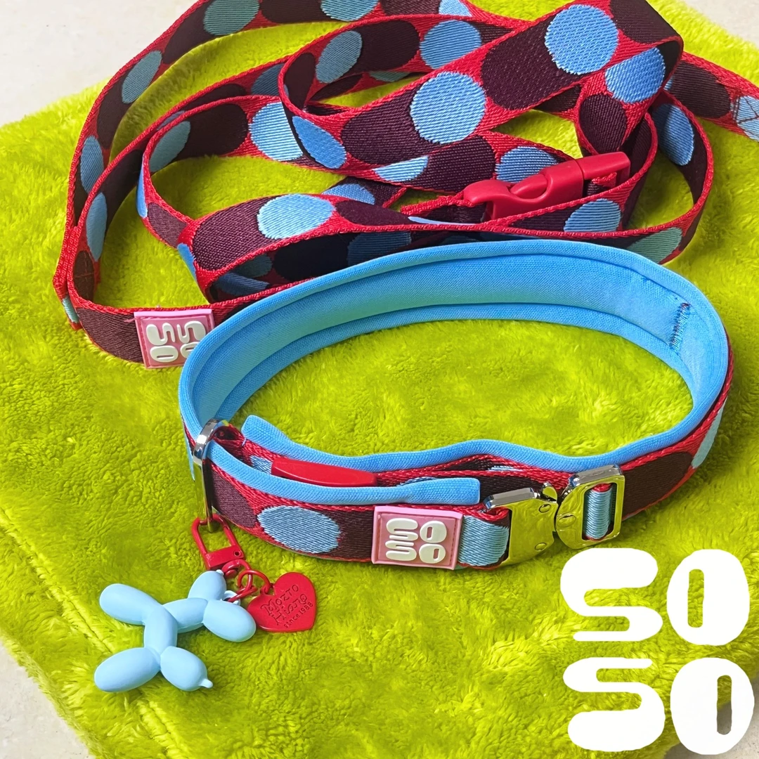 SOSO双色项圈牵引绳腰牵短牵多功能宠物用品