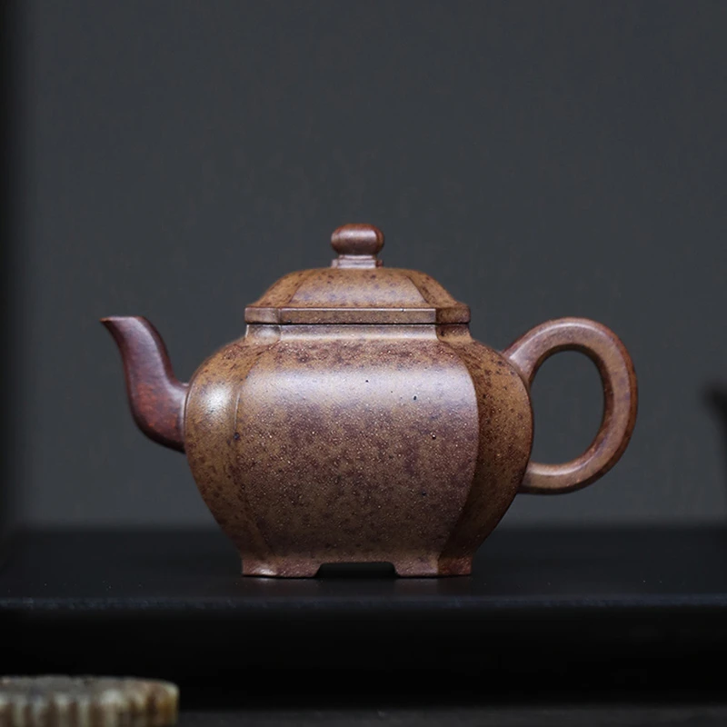 大吉羊柴烧 宜兴紫砂壶本山绿泥四方抽角传炉160ml李孟华