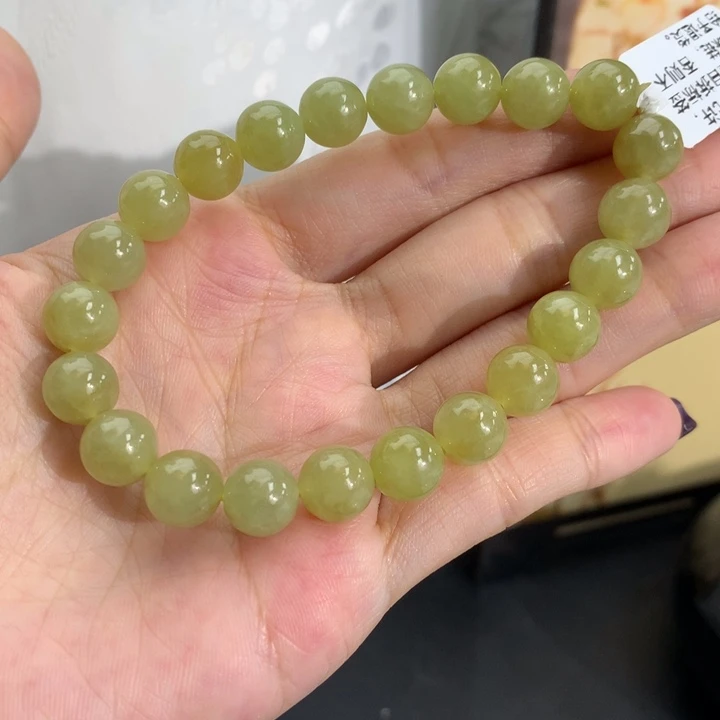 翡翠未镶嵌手串卡8.8胶润黄翡手串