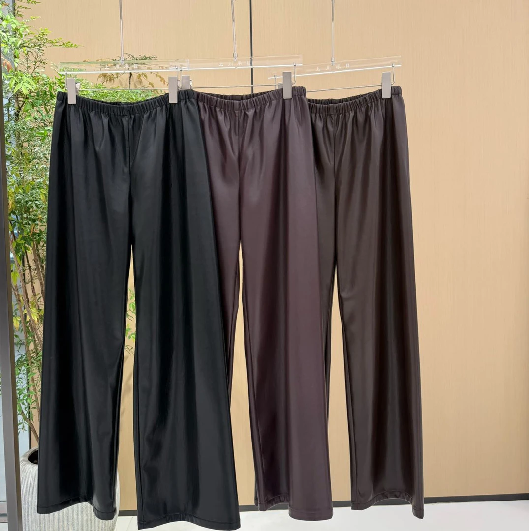 KZ26364极简新款时尚皮衣皮裤松紧百搭显瘦蛋白皮