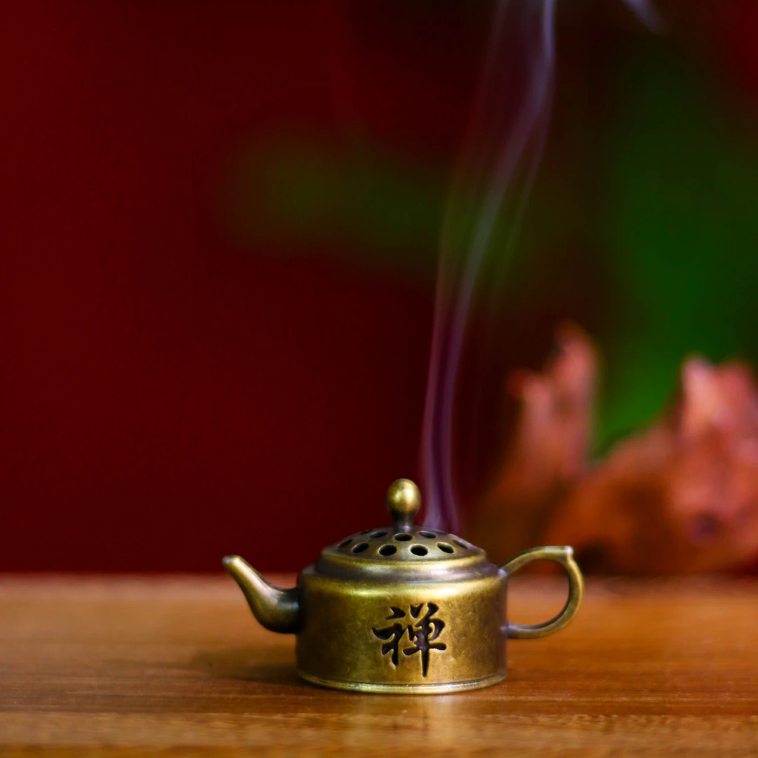 青铜色禅字小茶壶香炉