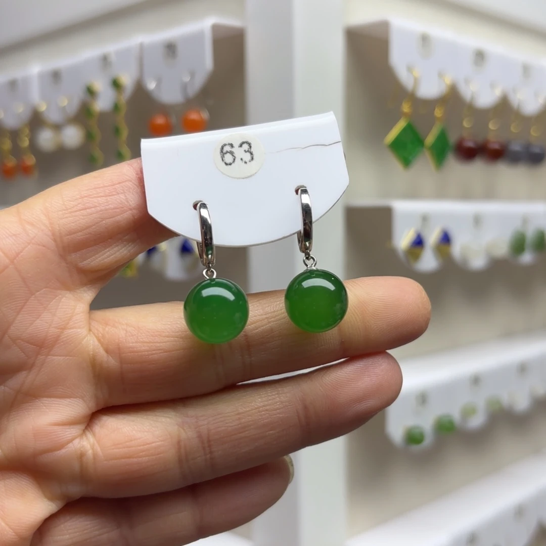 玛瑙/玉髓银S925镶嵌耳饰