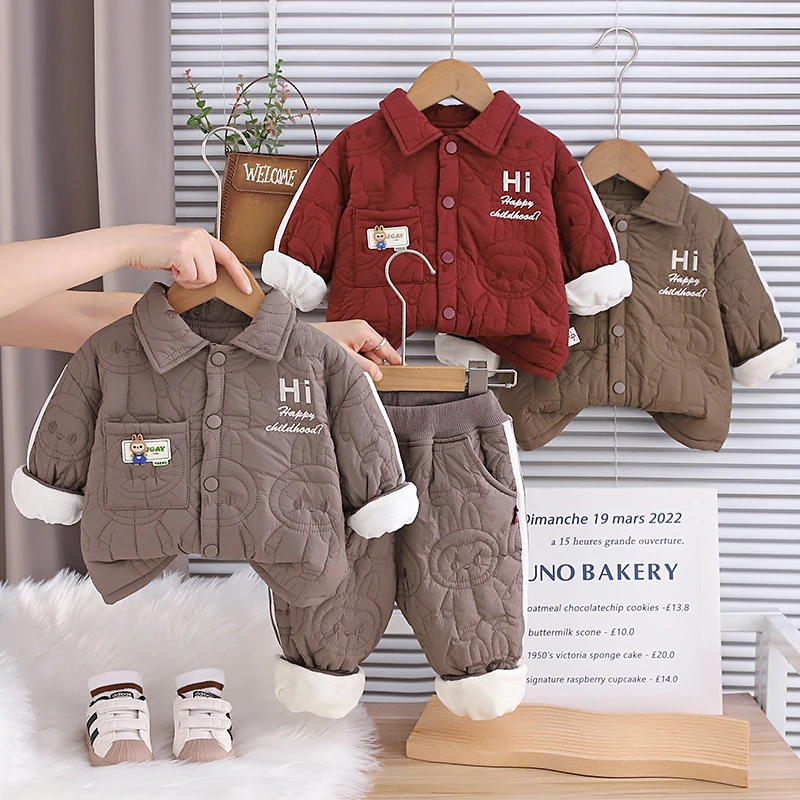 【沫沫家】帅气男女童冬装加绒加厚洋气秋冬季字母外套两件套潮