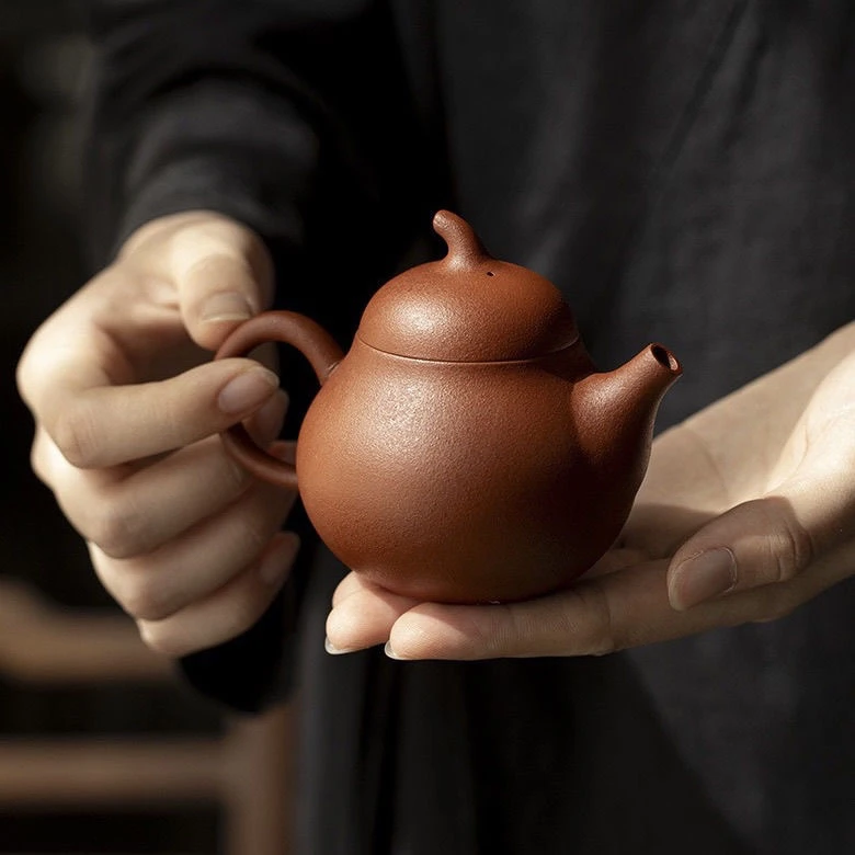 原矿朱泥橘皮茄瓜壶紫砂壶手工过滤泡茶功夫茶具仿古茶器