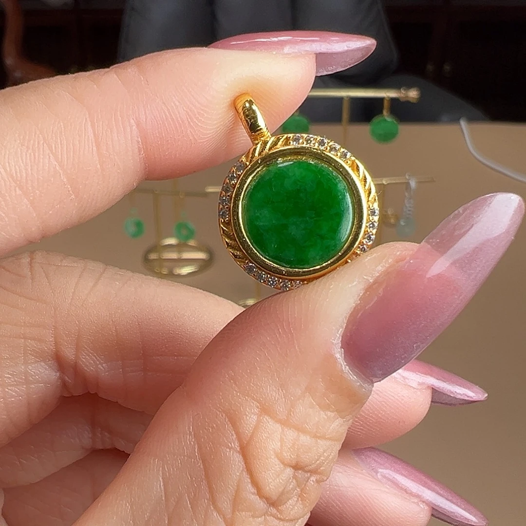 翡翠银S925镶嵌颈饰吊坠