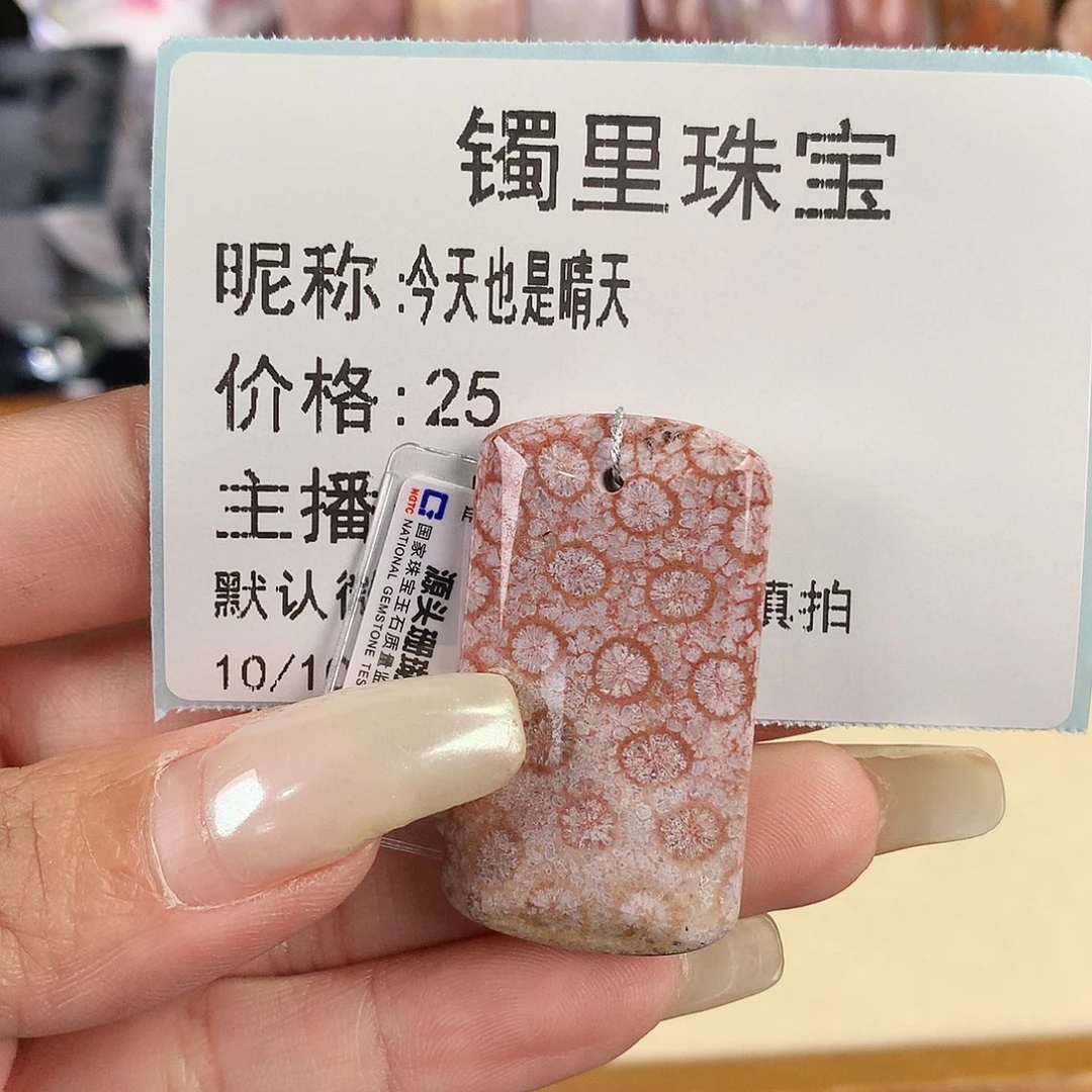 今***天硅化珊瑚（珊瑚玉）未镶嵌吊坠(赠链)