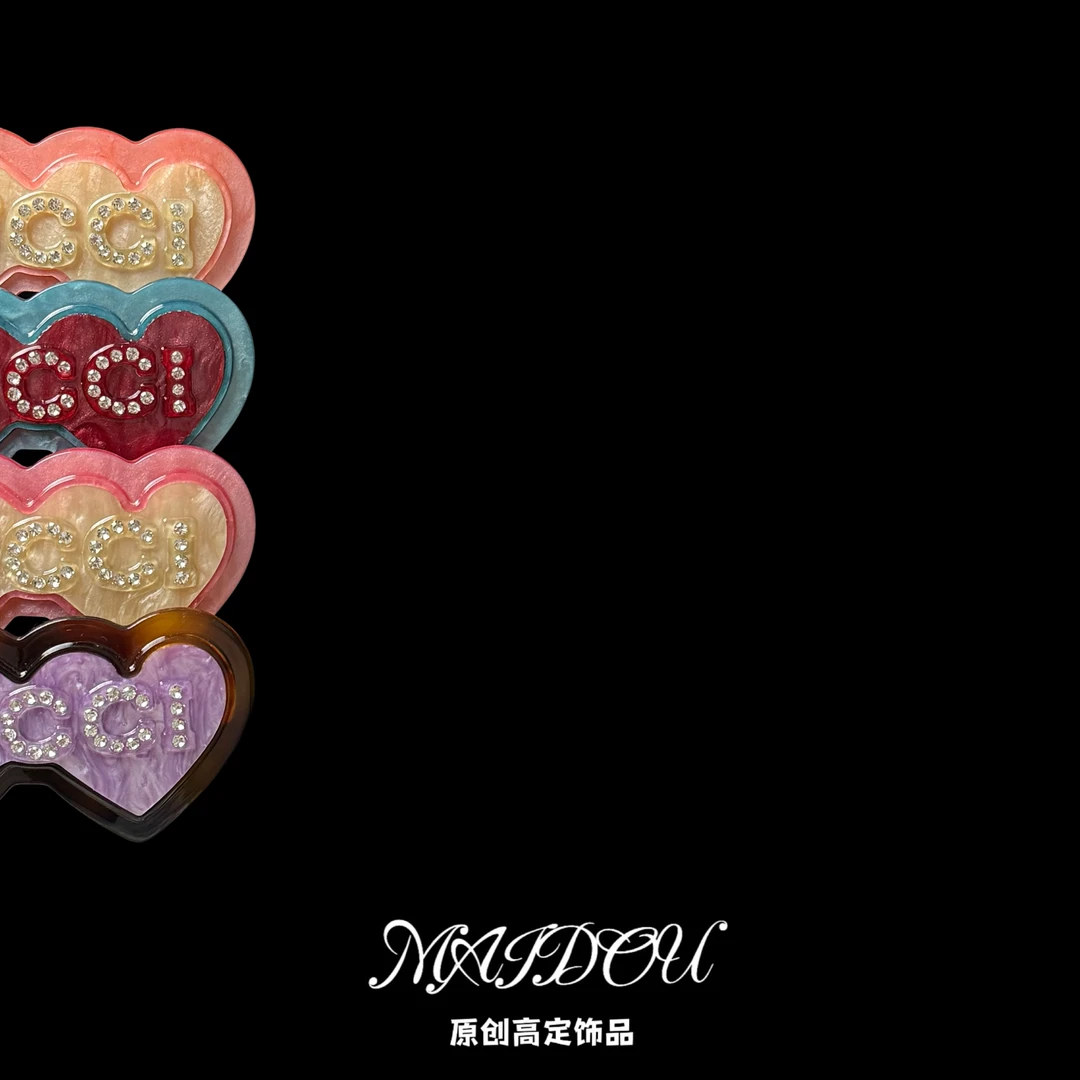 X-MAIDOU原创格格新款爱心字母弹簧发夹