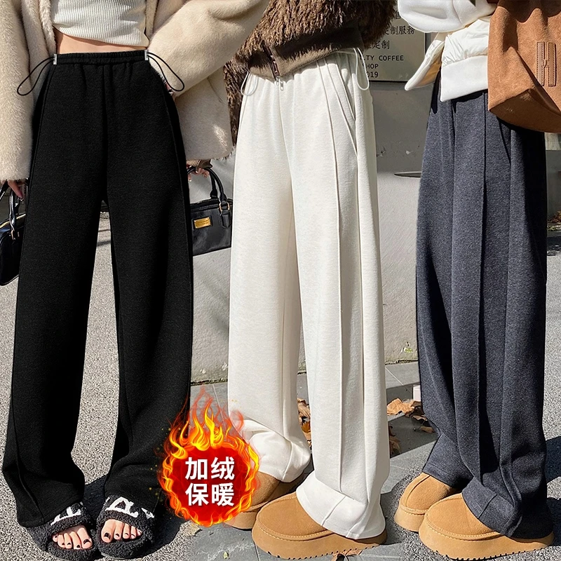 Y4655#10.27加绒孕妇裤宽松毛呢裤秋冬时尚休闲复古阔腿裤直筒裤