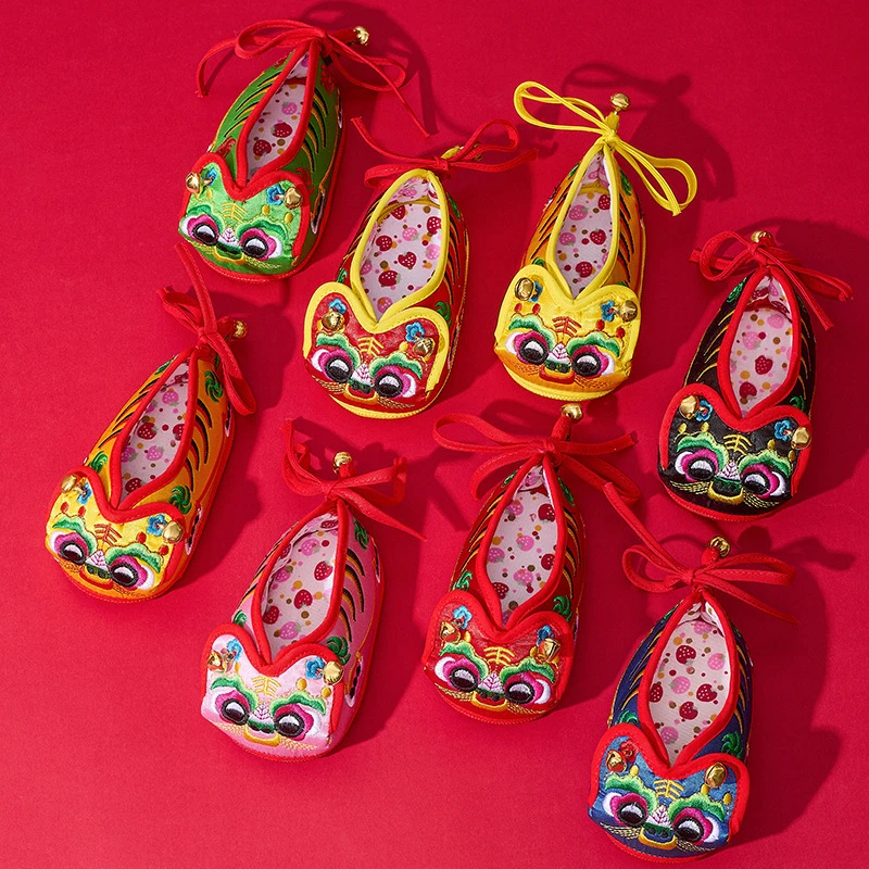 百天婴儿鞋虎头鞋男女宝宝抓周软底鞋婴幼儿满月周岁民俗老虎鞋子