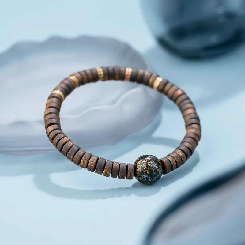 XIANYUAN/仙源 沉香莺歌绿奇楠沉香2*6mm大漆珠单圈手串