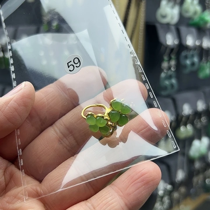 和田玉（碧玉）耳饰银S925镶嵌可****~