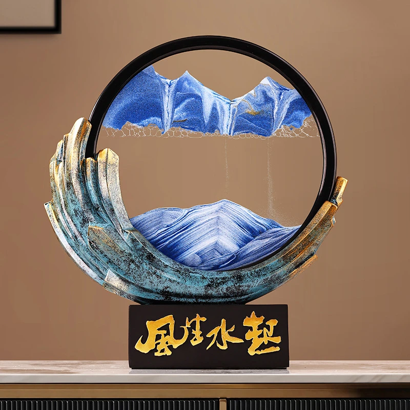 轻奢中式风生水起流沙画摆件装饰品客厅文创礼品纪念品年会卧室
