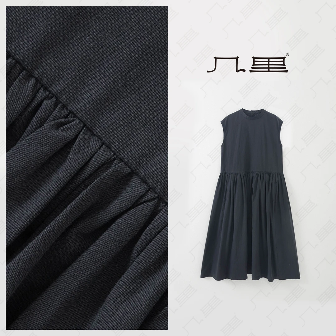 几里与麻 简约文艺宽松无袖连衣裙 裙长120 胸围106 2060744