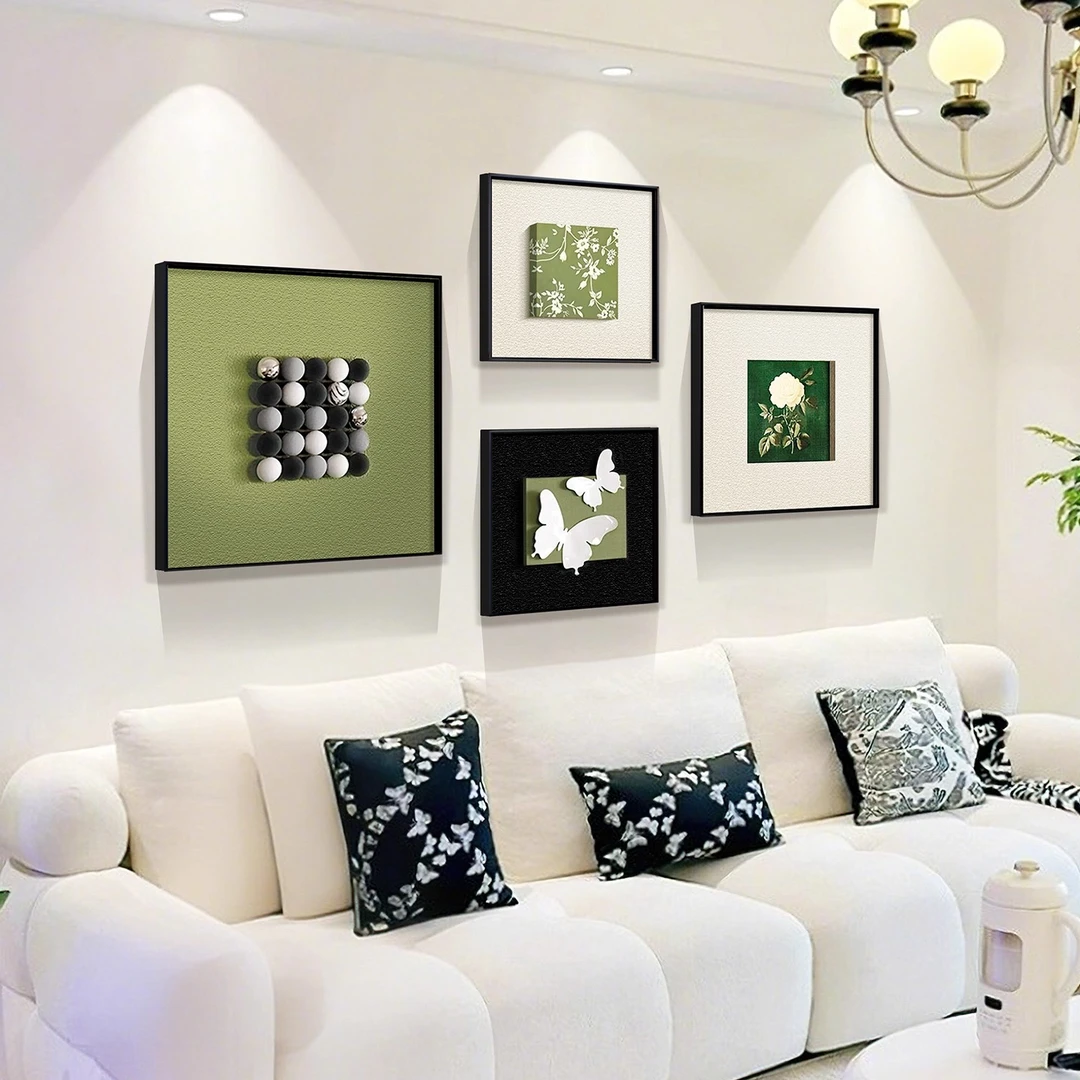 卧室多联砂岩立体感蝴蝶法式复古客厅装饰画沙发背景墙挂画