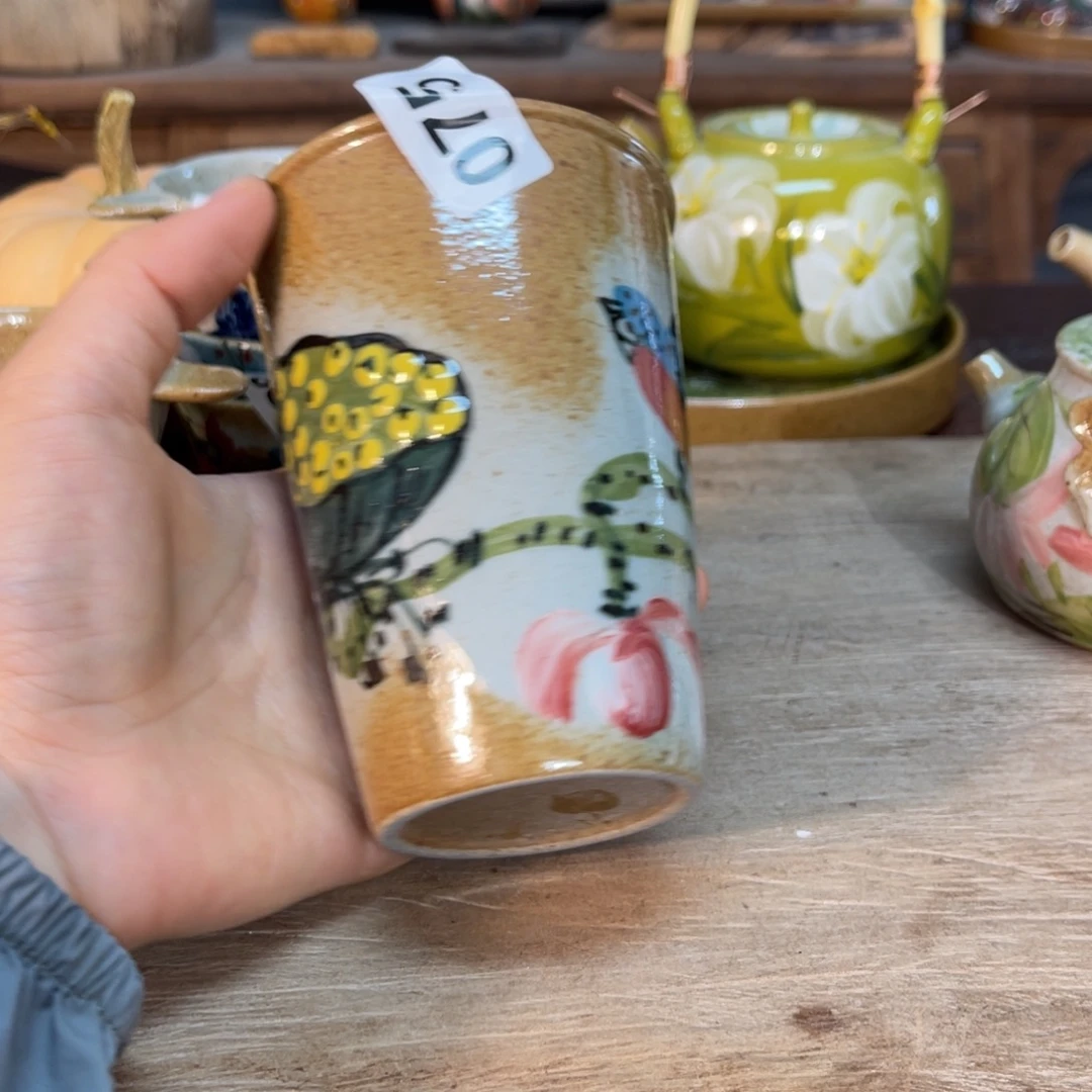 壶素浅陶瓷手工手绘