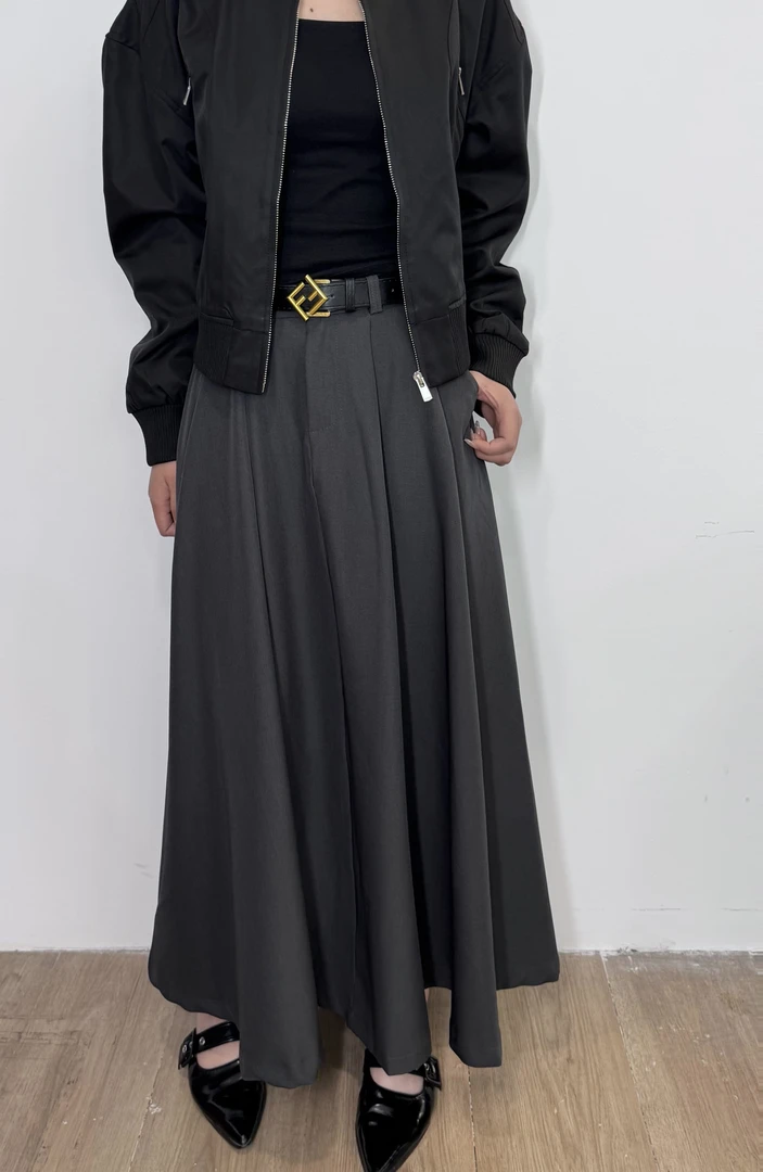 高级感西装百褶半身裙女春秋2025新款高腰显瘦垂坠感a字大摆长裙