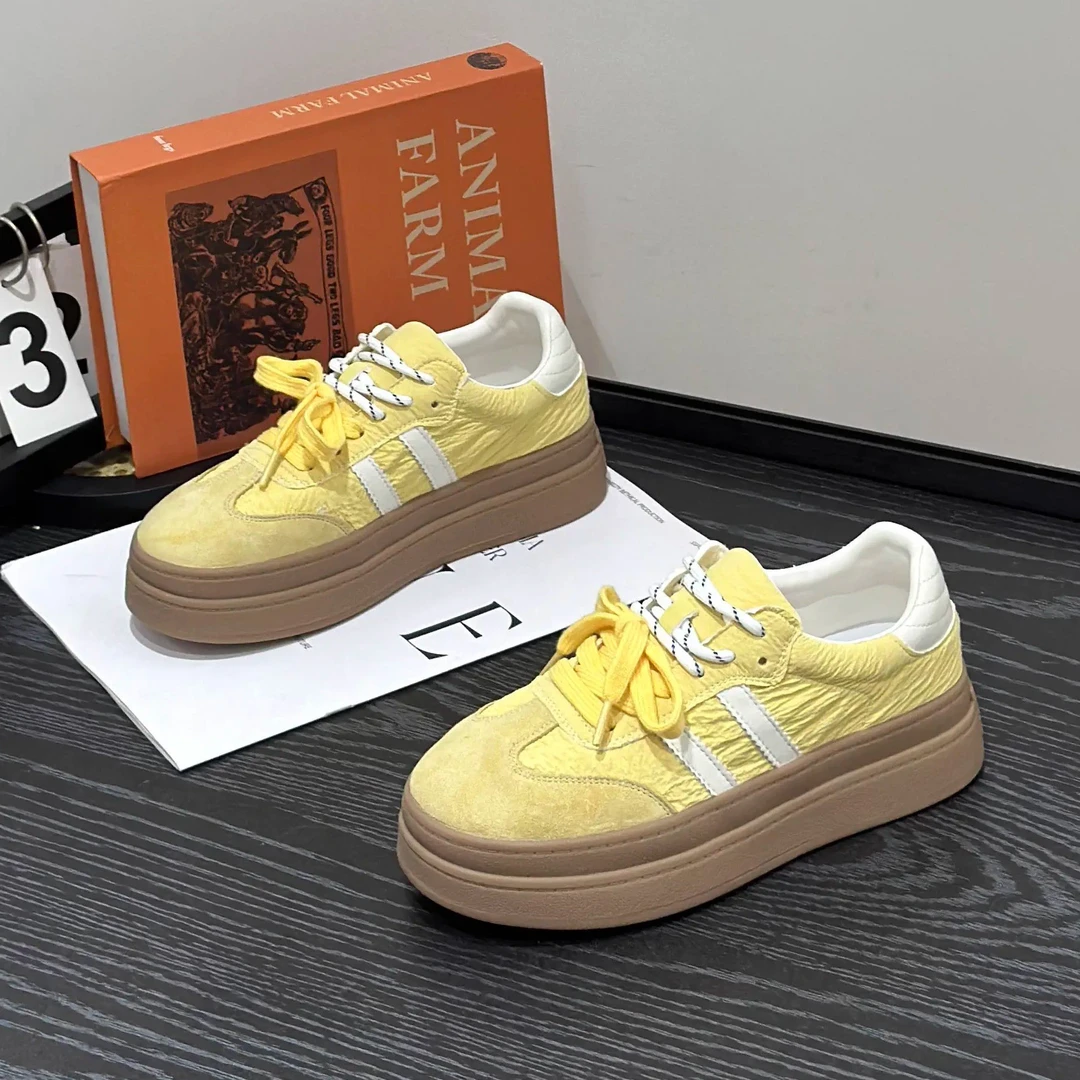 小众厚底德训鞋女2025新款百搭百搭透气休闲运动板鞋时尚增高单鞋