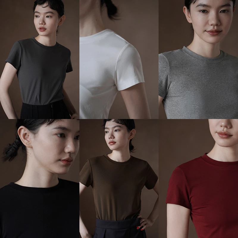 哈齿小姐 超绝万能六色短袖T恤圆领正肩合身显瘦百搭休闲基础上衣