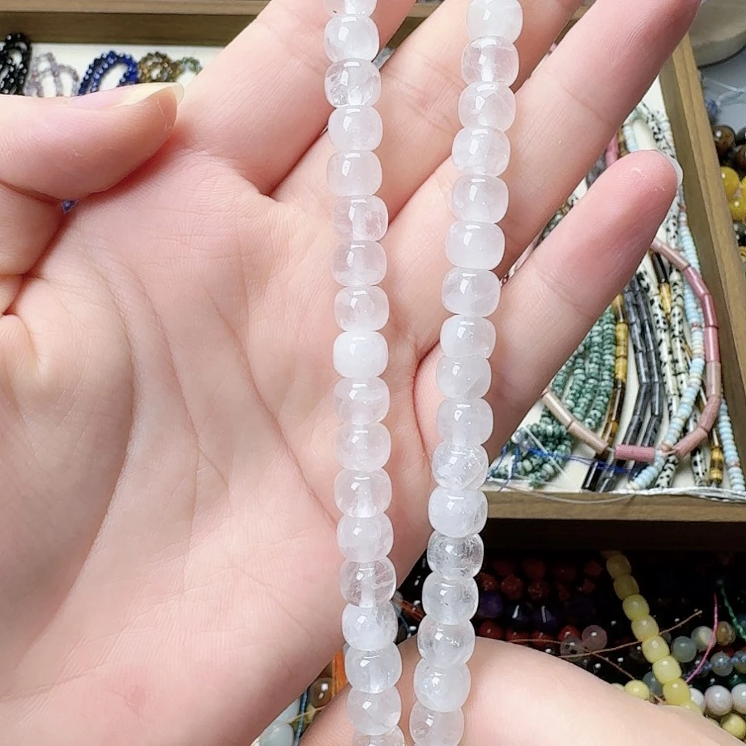 未镶嵌玛瑙/玉髓珠宝半成品卡8白水晶老型珠一条