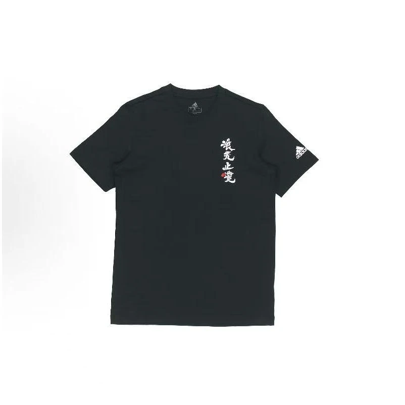 adidas阿迪达斯 中国风印花运动美式复古圆领T恤男款黑色GN7319