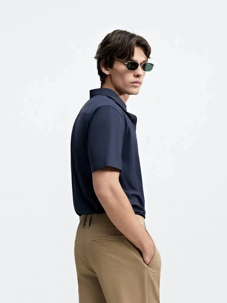 专柜款！ 九衬衫男装25春秋新款正装商务通勤短袖纯色衬衣