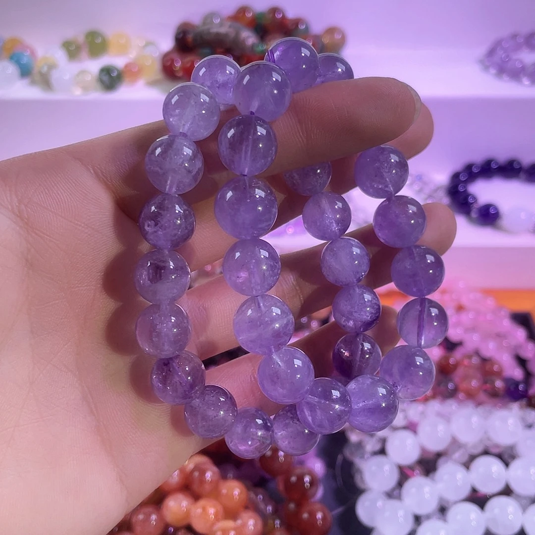 水晶手串未镶嵌天然薰衣草紫水晶