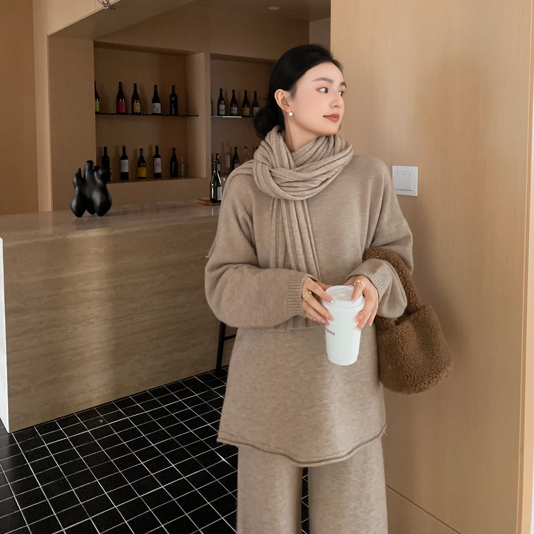 ZMA孕妇装【清冷富家千金】穿搭冬季内搭套装带围巾毛衣上衣孕妇裤