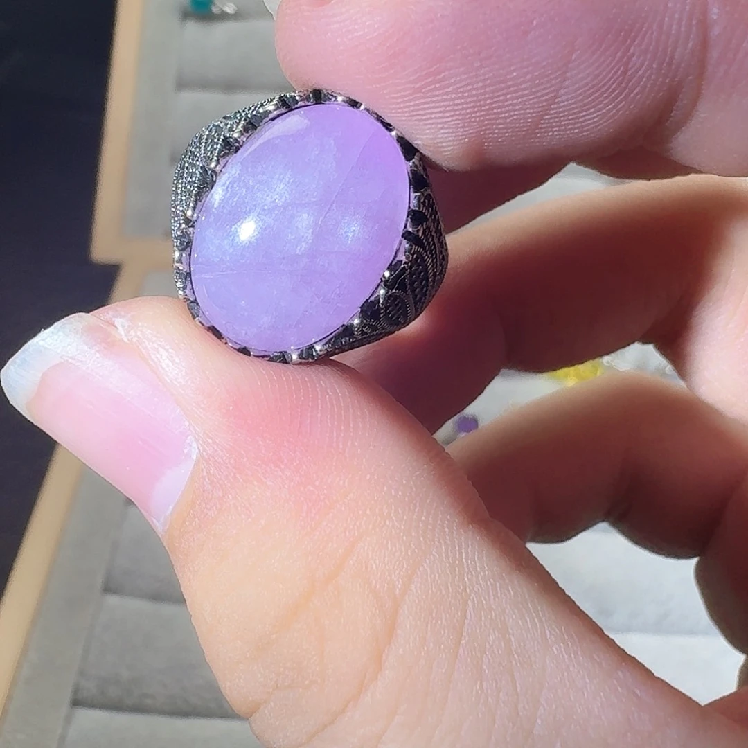 芙蓉石戒指银S925镶嵌