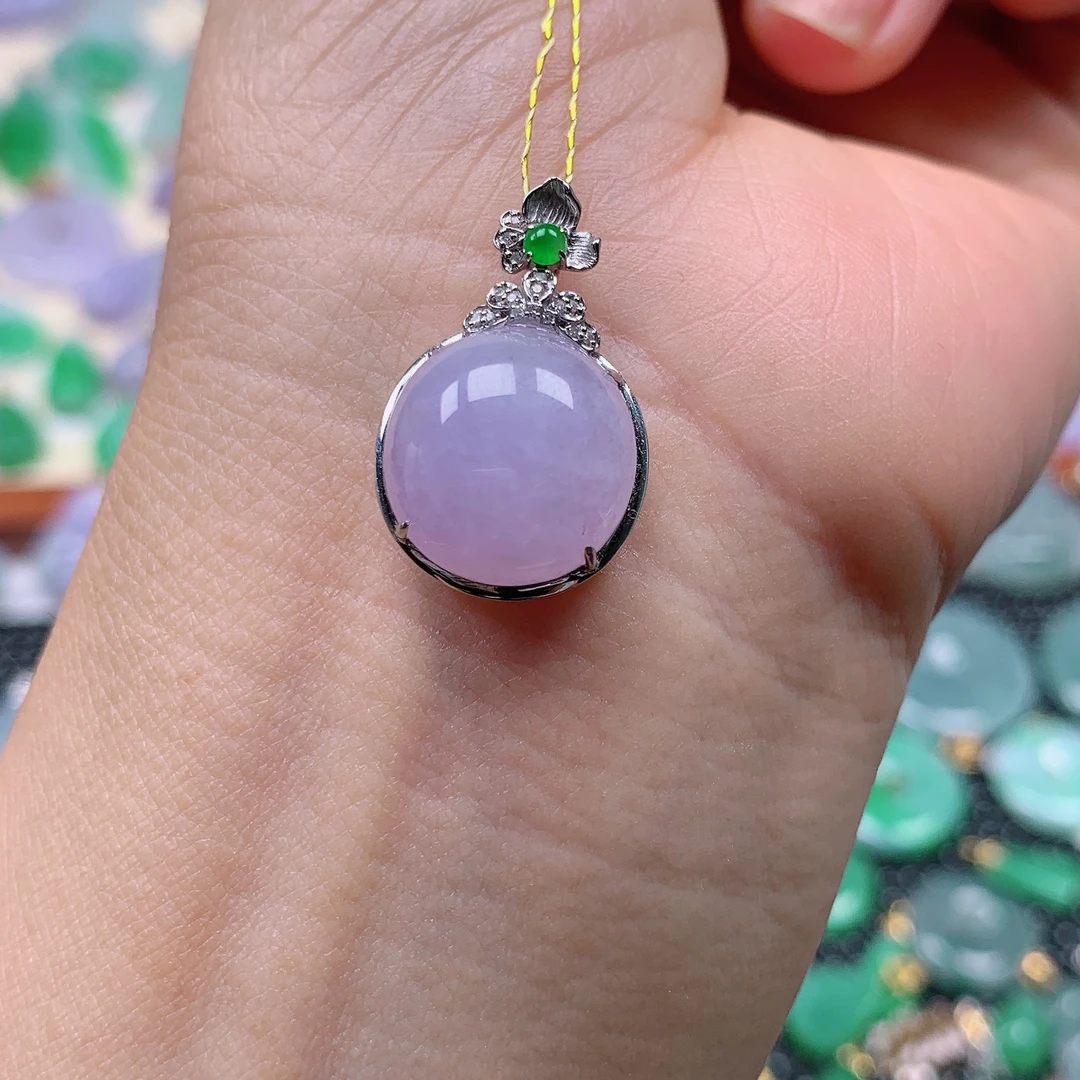 缅甸天然A货翡翠，紫罗兰蛋面 编号163/506尺寸16.6-15-8.5