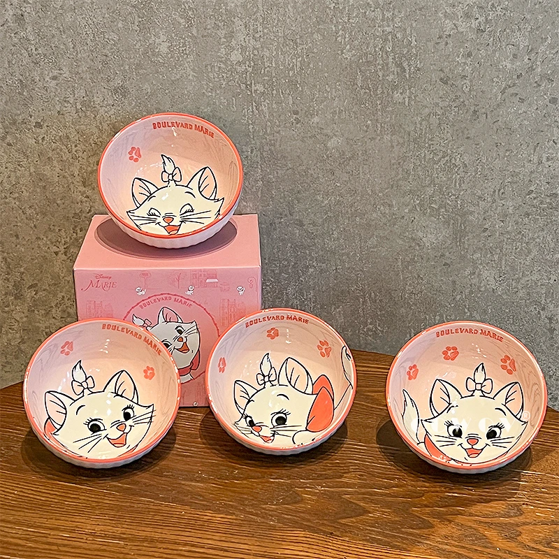 玛丽猫陶瓷碗新款高颜值可爱饭碗宿舍家用汤碗餐具小碗耐高温饭碗
