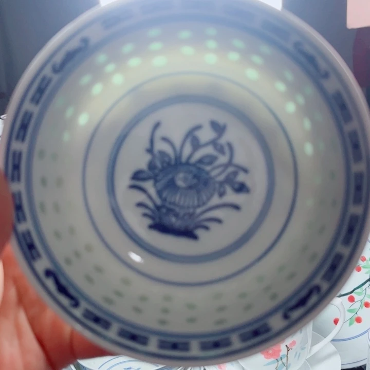 青花玲珑5寸饭碗兰花