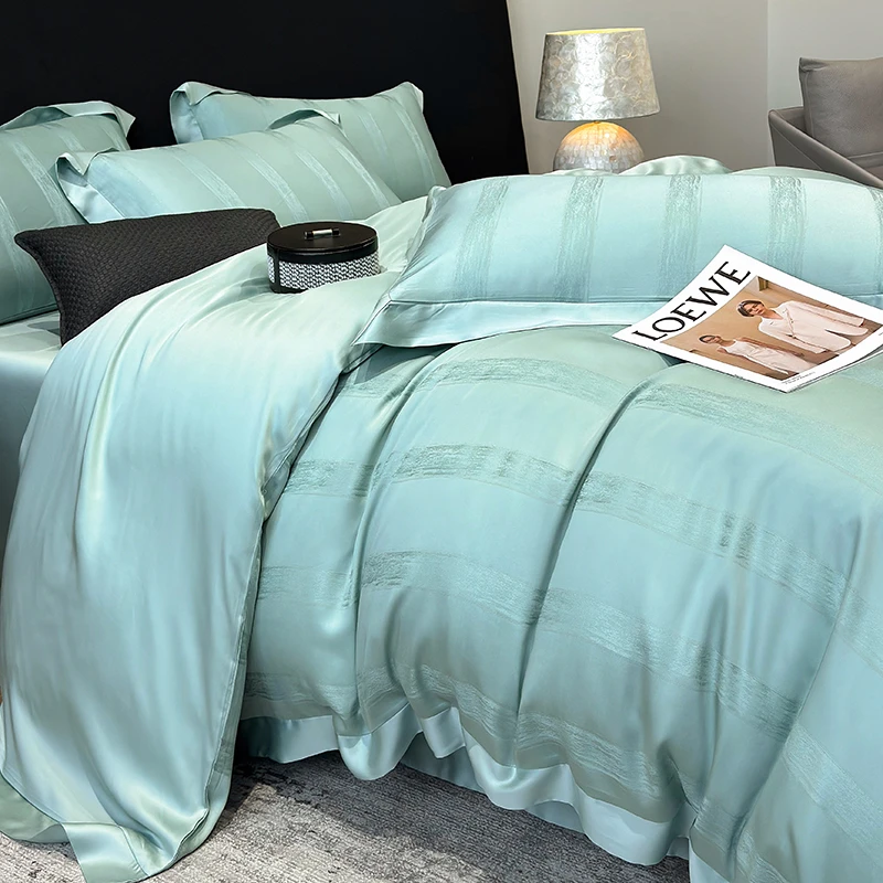 [LANRENMIAO] 天丝提花 亦梵 提花银丝线天丝床单床盖四件套