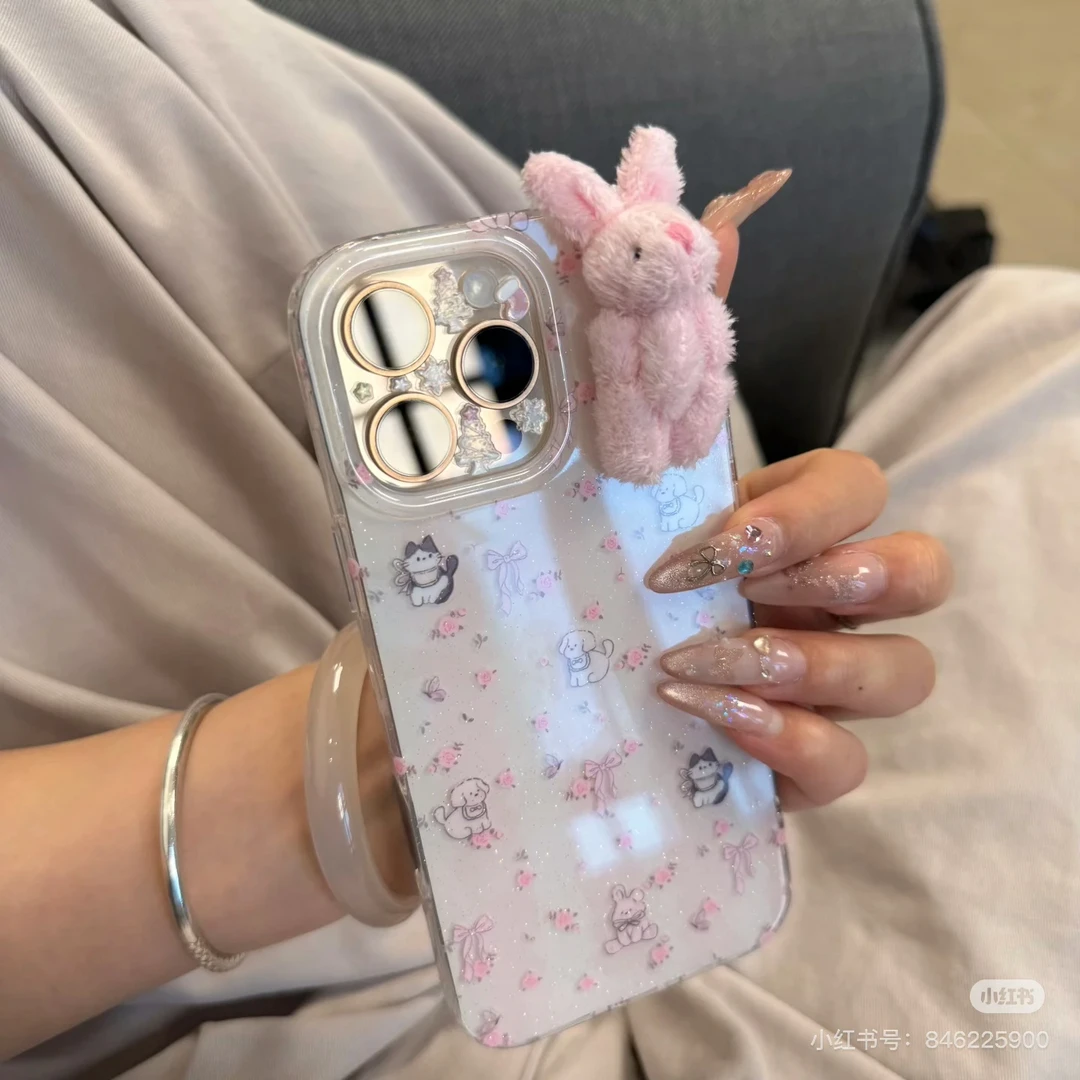 蔷薇小猫适用苹果华为vivo小米oppo女款iphone15/16/14荣耀壳