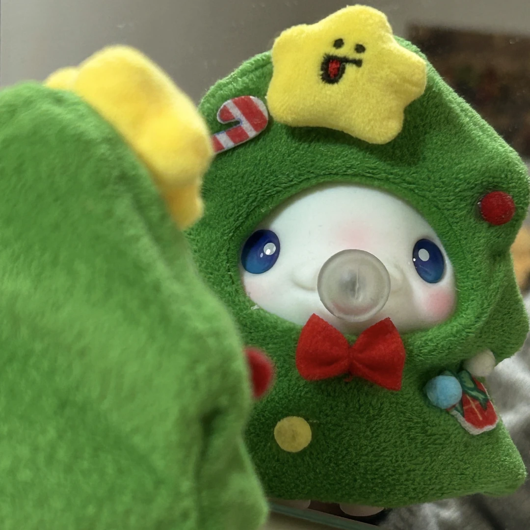 圣诞树头套娃衣10-13cm玩偶头套圣诞节娃用配饰大湾鸡通用