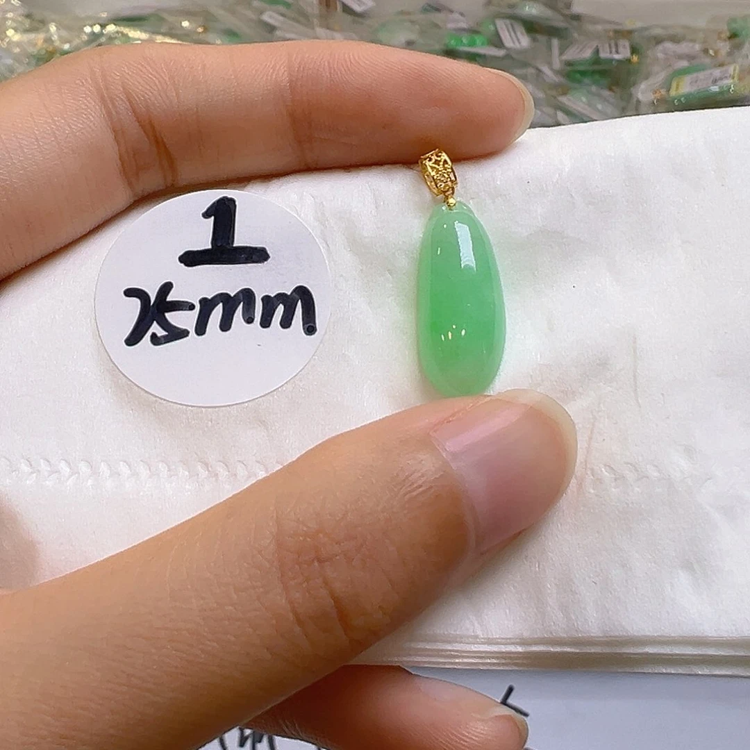 翡翠18K金镶嵌吊坠(不含链)翡翠