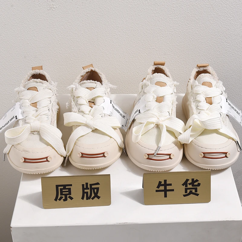 檀健次同款开口笑厚底帆布鞋女鞋2025新款乞丐鞋休闲潮流情侣款